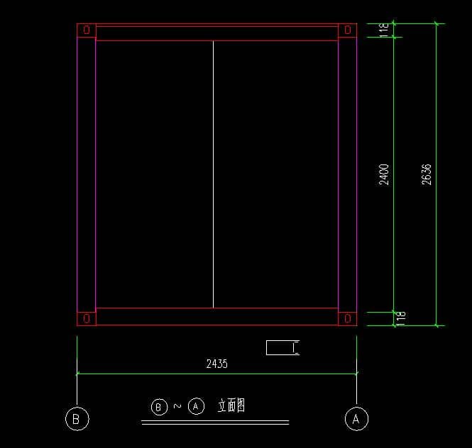 箱房2.4米側面CAD設計圖