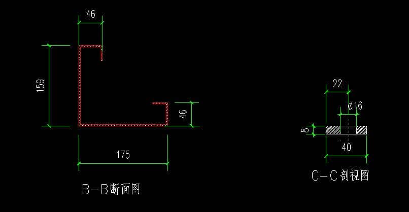 箱房角立柱斷面剖視設計圖